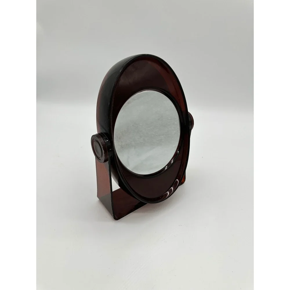 Vintage Swivel Vanity Mirror Tabletop Double Sided Tortoiseshell Brown 11.5in